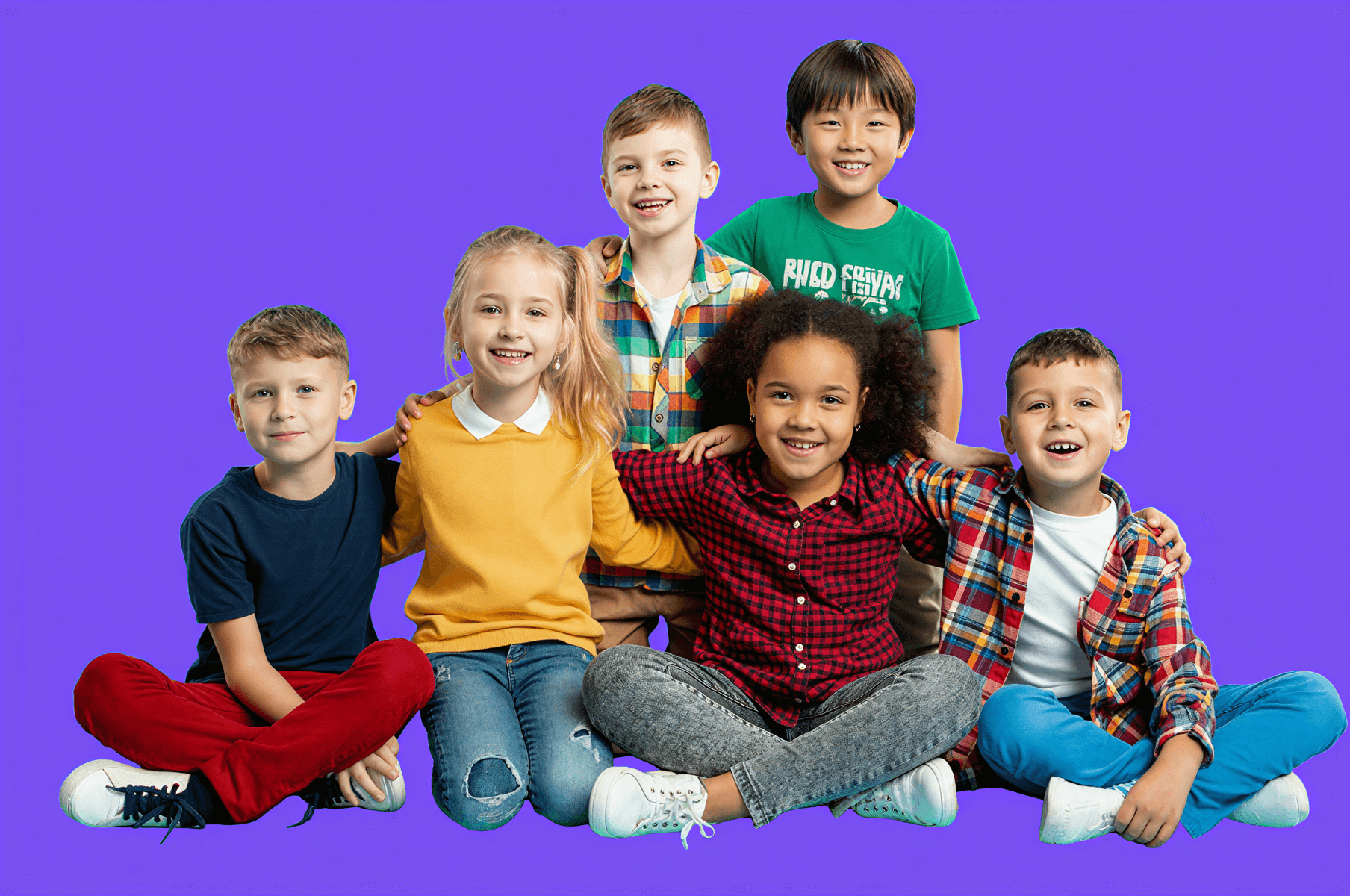 Group of children learning with AI tutors